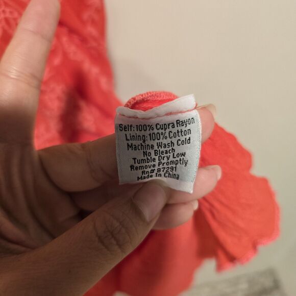 Johnny Was Dress Large Coral Embroidered Sleeveless Lace Swing V Neck READ - Picture 10 of 10